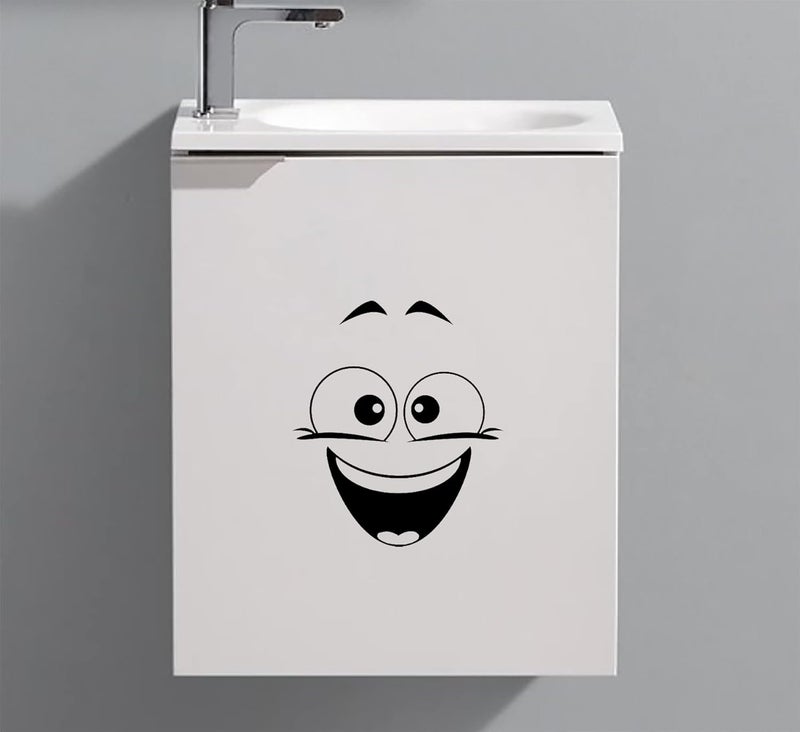 ASTUTE GRACE Toilet Smiley Funny Laughing Happy Face Emoji Decal Sticker for Bathroom Decor | Black | 8" | AG-679 - Image 4